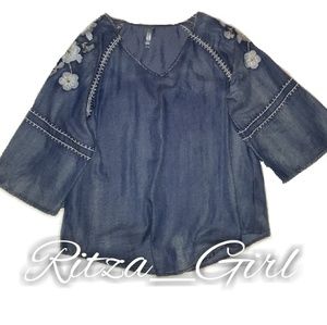 ʕ·ᴥ·ʔ MÜR MÜR Med Blue Jean Embroidered Pull Over Tunic